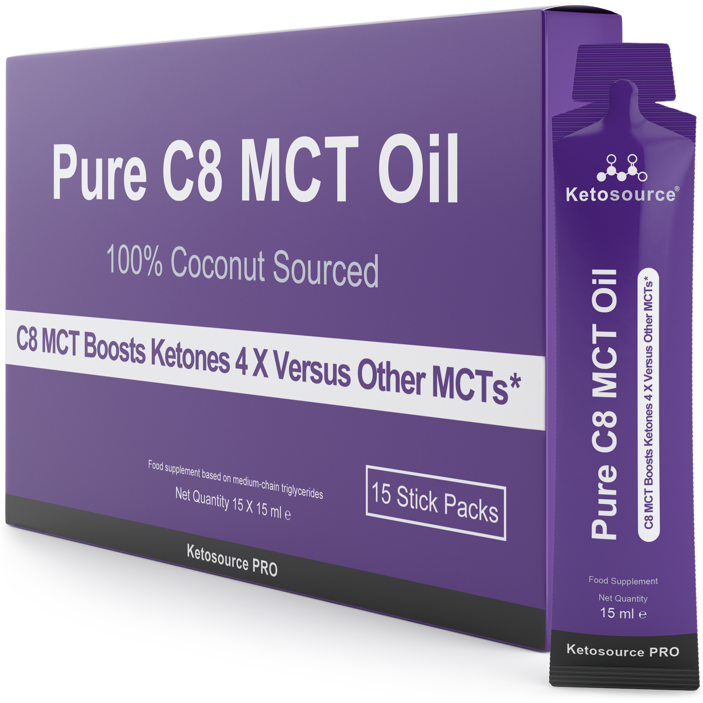 Kasse med 24 x Pure C8 MCT Oil | 15 X 15 ml Pakker Kasse